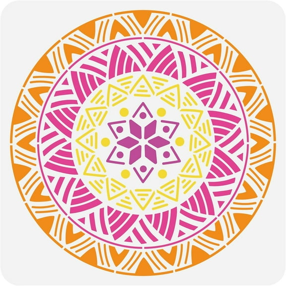 African Mandala Painting Stencil 11.8x11.8inch Large Prosperity Mandala Wall Stencil Reusable Mandala Flower Pattern Drawing Template