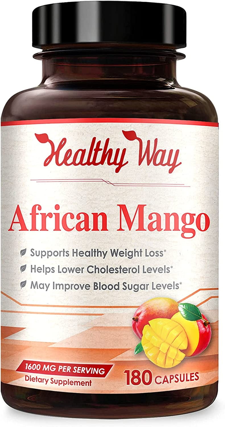 Healthy Way African Mango Metabolism Support Supplement, 1600mg, 180 Capsules, 90-Day Supply Bottle
