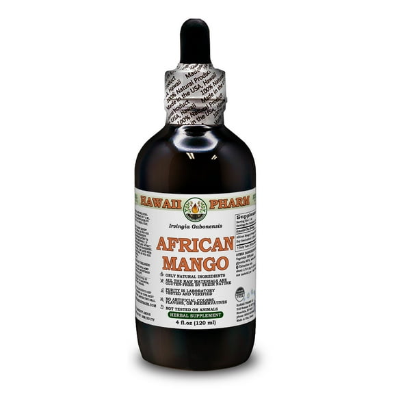 African Mango (Irvingia Gabonensis) Dry Seed ALCOHOL-FREE Liquid Extract. Expertly Extracted by Trusted HawaiiPharm Brand. Absolutely Natural. Proudly made in USA. Glycerite 4 Fl.Oz