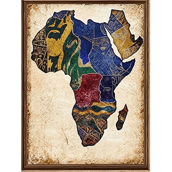 African Map Collage Canvas Wall ArtSuitable for Living Room Bedroom Office Dining Room and Hallway Decoration.