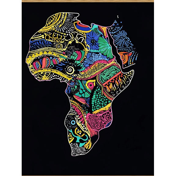 African Map Colorful Pattern Canvas Wall Art PrintSuitable for Living RoomBedroomOfficeHallwayDining Room Decoration.