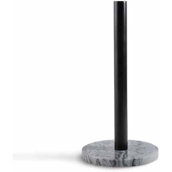 African Marble Base Paper Towel Holder Countertop, Metal Rod 6" Marble Base Paper Towel Holder Stand for Kitchen Organization and Storage, Fit for Standard Size Rolls