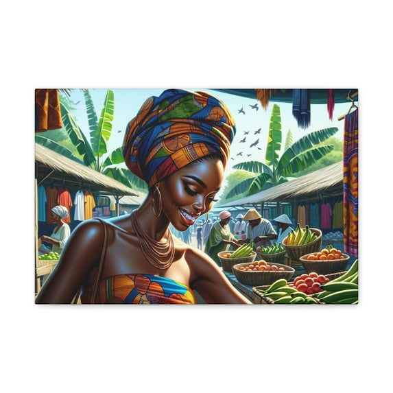 African Marketplace, African Inspired Canvas, Home Decor, Wall Decoration