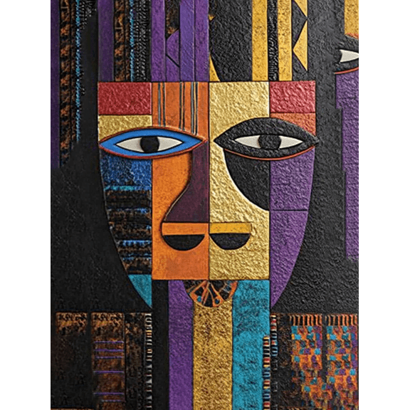 African Mask Abstract Canvas Wall Art Suitable for Living Room Bedroom Office Dining Room and Hallway Decoration.