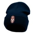thumbnail image 1 of African Mask Embroidered 12 Inch Long Knitted Beanie - Navy OSFM, 1 of 5