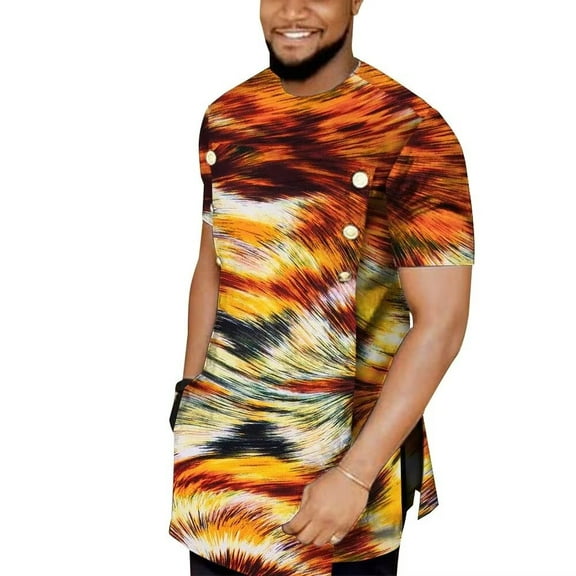 African Men Clothes Ankara short sleeve Shirt Africa Style Men's Blouse Print Top Nigerian Clothes