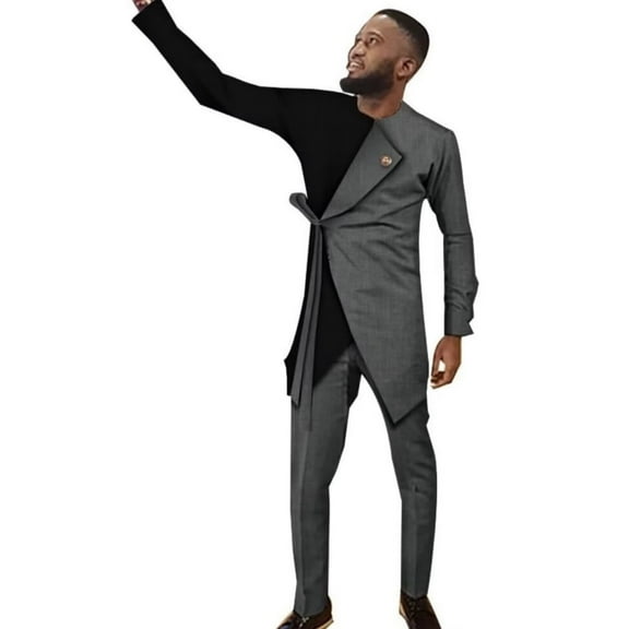 African Men Clothes Traditional Dashiki Suit Patchwork African Top and Pant 2 Piece African Men Outfit Set Slim Fit