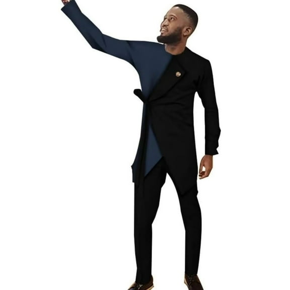 African Men Clothes Traditional Dashiki Suit Patchwork African Top and Pant 2 Piece African Men Outfit Set Slim Fit