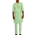 thumbnail image 1 of African Men Clothing Ankara Outfit Embroidery Traditional Half sleeve Shirt Pant Suit 2 Piece Sets Ankara Attire for Men WYN1961, 1 of 2