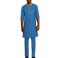 thumbnail image 1 of African Men Clothing Ankara Outfit Embroidery Traditional Half sleeve Shirt Pant Suit 2 Piece Sets Ankara Attire for Men WYN1961, 1 of 2