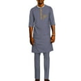 thumbnail image 1 of African Men Clothing Ankara Outfit Embroidery Traditional Half sleeve Shirt Pant Suit 2 Piece Sets Ankara Attire for Men WYN1961, 1 of 2