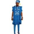 thumbnail image 1 of African Men Clothing Dashiki 4pcs Embroidered Robes Shirts and Pant Set with Hat Patchwork Party Wedding Outfit Wyn2026, 1 of 2