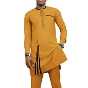 African Men Clothing Fit Dashiki Long Sleeve Shirt Pants 2 Piece Sets Embroidered Traditional Outfits African Suits WYN1900