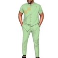thumbnail image 1 of African Men Clothing Fit Dashiki Short Sleeve Shirt Pants 2 Piece Sets Embroidery Outfits Traditional African Suits for Men WYN1909, 1 of 2