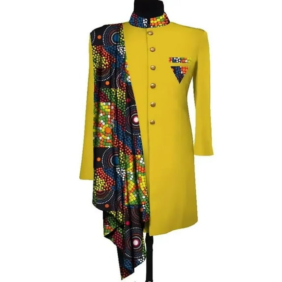 African Men Coat Long Sleeve Men Clothes Suit Jacket Dashiki Tops Coat Print Patchwork Blazer Wedding Dress Suit Shirt
