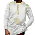 thumbnail image 1 of African Men Long Sleeve Robe Shirt Soft Smoothy Embroidery Tops Party Clothes, 1 of 2