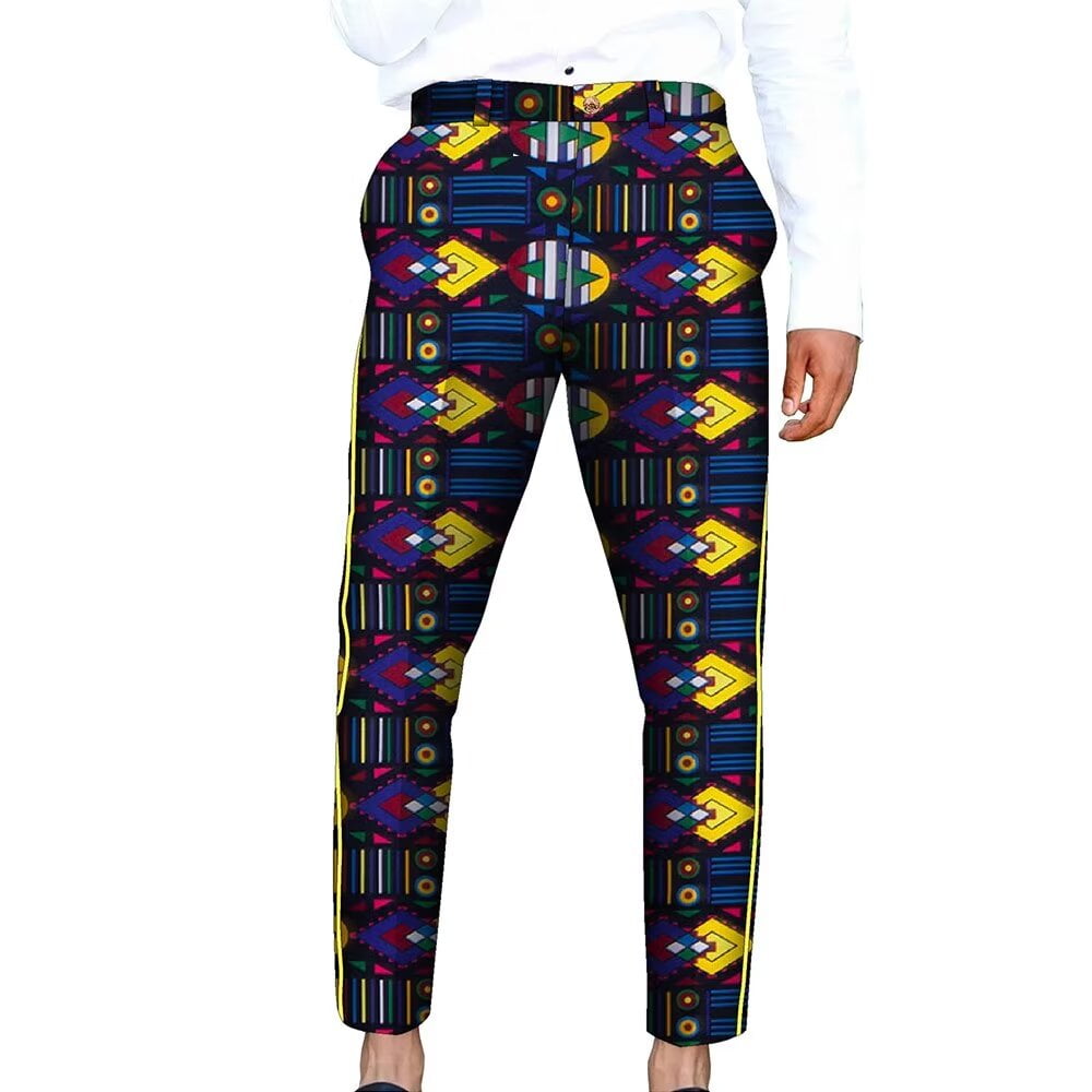 African Men Pants Ankara Blazer Trousers with Pockets WYN1965 - Walmart.com