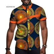 African Men Short Sleeve Tops Tees Shirt Dashiki Ankara Party Clothing Buttons Shirts