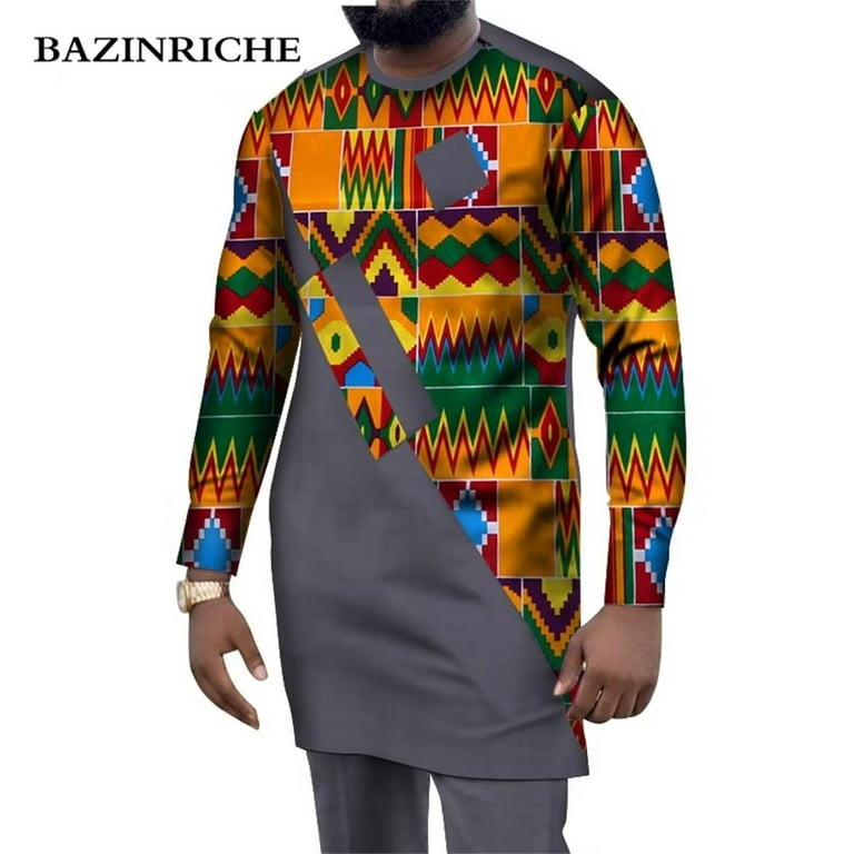 2 Piece Set African Dashiki Ankara Long Sleeve Blazer Pants