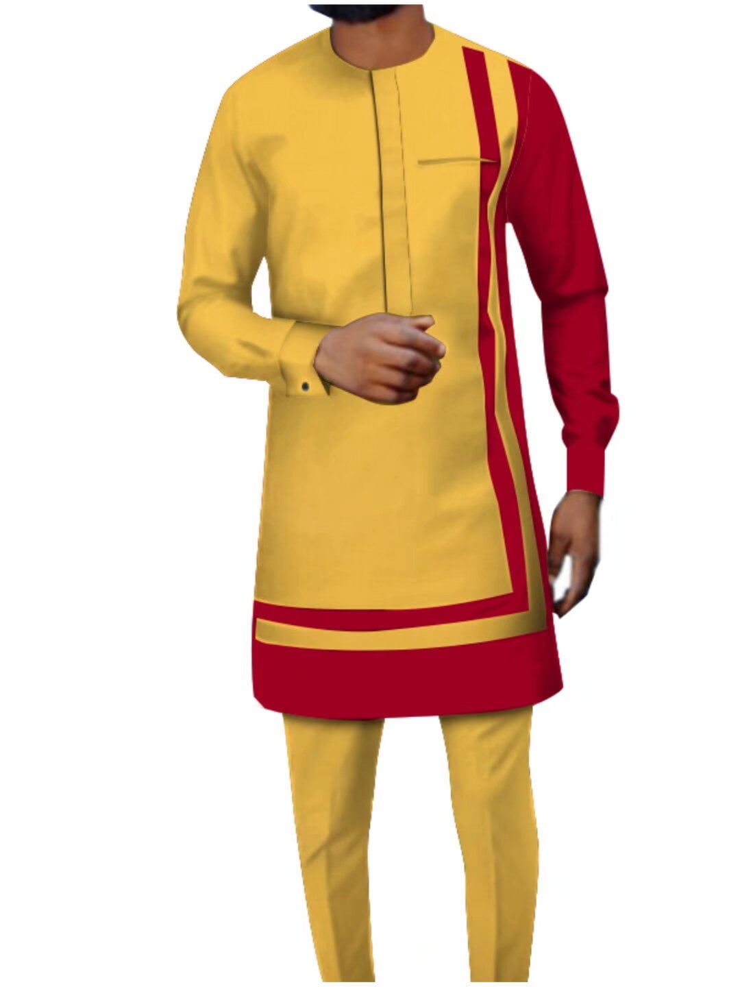 African Men Traditional Clothing Dashiki Ankara Pant Coat PCS