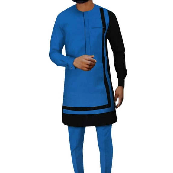 African Men Traditional Clothing Dashiki Ankara Pant Coat 2 PCS Set Long Sleeve Tracksuit Outfits WYN1181