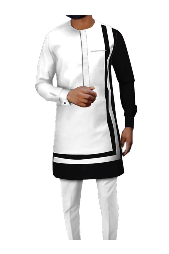 African Men Traditional Clothing Dashiki Ankara Pant Coat 2 PCS Set Long Sleeve Tracksuit Outfits WYN1181