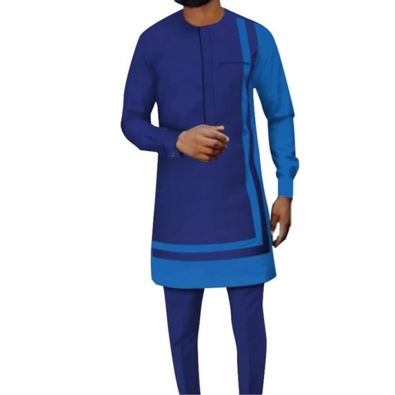 African Men Traditional Clothing Dashiki Ankara Pant Coat 2 PCS Set Long Sleeve Tracksuit Outfits WYN1181