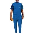 thumbnail image 1 of African Men's 2 Piece Set Dashiki Suits Short Sleeve Shirt and Trousers with Pocket WYN1577, 1 of 2