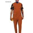 thumbnail image 1 of African Men's 2 Piece Set Dashiki Suits Short Sleeve Shirt and Trousers with Pocket WYN1577, 1 of 2