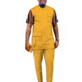 thumbnail image 1 of African Men's 2 Piece Set Dashiki Suits Short Sleeve Shirt and Trousers with Pocket WYN1577, 1 of 2