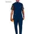 thumbnail image 1 of African Men's 2 Piece Set Dashiki Suits Short Sleeve Shirt and Trousers with Pocket WYN1577, 1 of 2