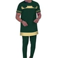 thumbnail image 1 of African Men‘s Clothing Dashiki Outfit Embroidery Shirt and Pants Short Sleeves Set Ankara Attire for Men WYN1951, 1 of 2