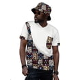 thumbnail image 1 of African Men‘s Clothing Dashiki V-Neck T Shirt Short Sleeve Tops and Bucket Hat 2Pcs Sets Ankara Attire for Men WYN1943, 1 of 2