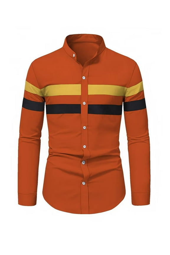 African Men's Fit Dress Shirts Patchwork Long Sleeve Dashiki Shirt WYN1967