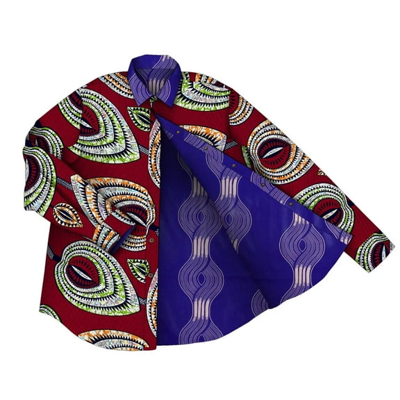 African Men's reversible shirt long sleeve tops shirt party clothing