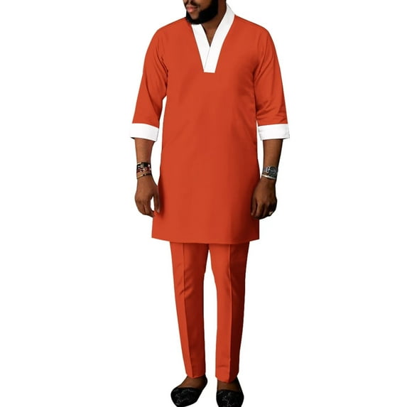 African Mens Clothing 2 pcs Set Dashiki Party Outfits Wedding Half Sleeve Shirt and Pant WYN1992