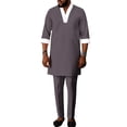 thumbnail image 1 of African Mens Clothing 2 pcs Set Dashiki Party Outfits Wedding Half Sleeve Shirt and Pant WYN1992, 1 of 2