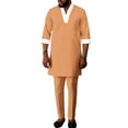 thumbnail image 1 of African Mens Clothing 2 pcs Set Dashiki Party Outfits Wedding Half Sleeve Shirt and Pant WYN1992, 1 of 2
