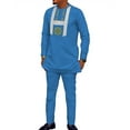 thumbnail image 1 of African Mens Clothing 2 pcs Set Embroidered Dashiki Party Outfits Wedding Long Sleeve Shirt and Pant WYN1969, 1 of 2