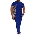 thumbnail image 1 of African Mens Clothing Short Sleeve Shirt Pants set Male Tracksuit Traditional African Gentleman Clothes WYN1263, 1 of 5
