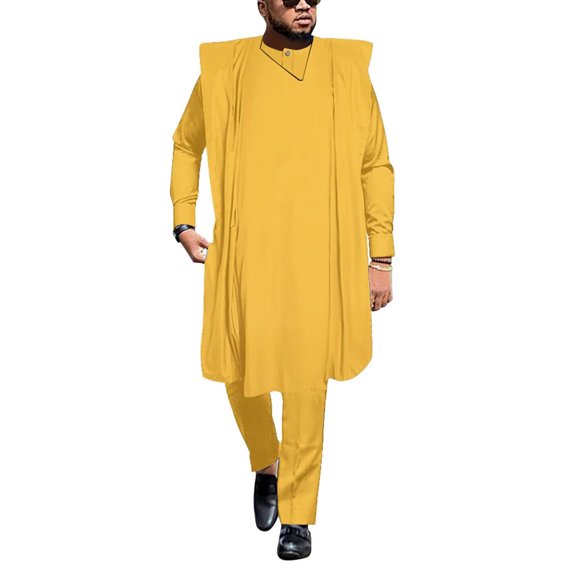 African Mens Clothing Traditional Agbada Robe Suits 3 pcs Set Dashiki Party Outfits WYN01992