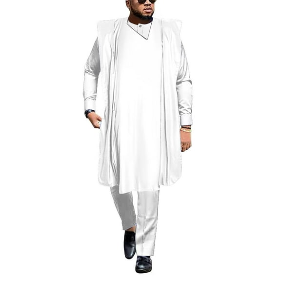 African Mens Clothing Traditional Agbada Robe Suits 3 pcs Set Dashiki Party Outfits WYN01992
