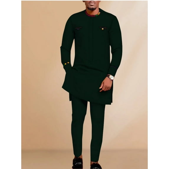 African Mens Clothing Traditional Dashiki Ankara Top and Pant Set Long Sleeve Tracksuit Outfits WYN1601