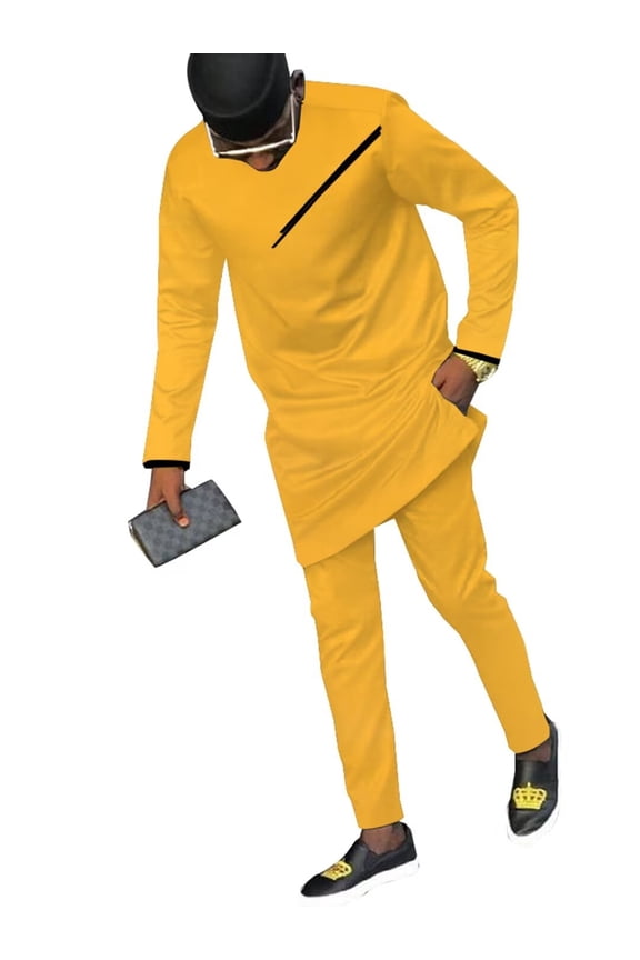 African Mens Clothing Traditional Dashiki Cotton Top and Pant Set Long Sleeve Tracksuit Outfits WYN1718