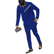 African Mens Clothing Traditional Dashiki Cotton Top and Pant Set Long Sleeve Tracksuit Outfits WYN1718