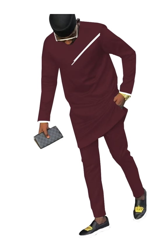 African Mens Clothing Traditional Dashiki Cotton Top and Pant Set Long Sleeve Tracksuit Outfits WYN1718