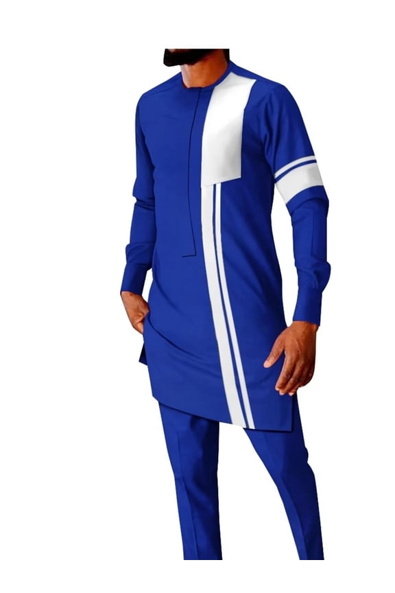 African Mens Dashiki Ankara Robe Top and Pant Set Long Sleeve Tracksuit Outfits WYN1902