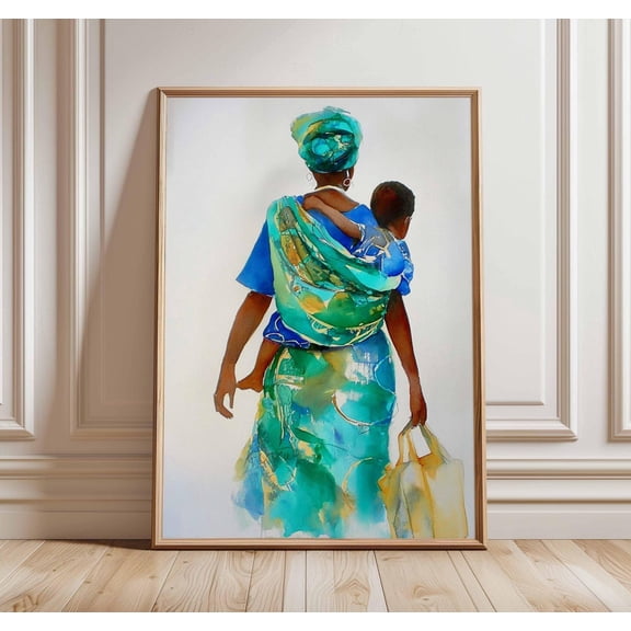 African Mother Child Ethnic Poster, Unframed Paper Poster 8x10in