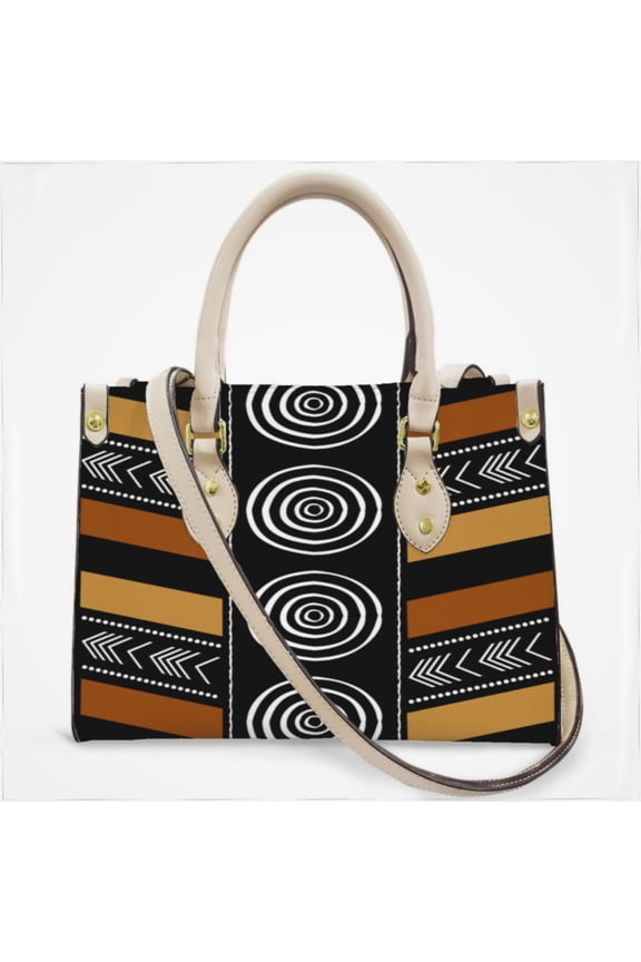 African Mud Cloth Artistry Art Cross Body Bags For Women Small Leather Female Handbags Fashion Top-Handle Totes