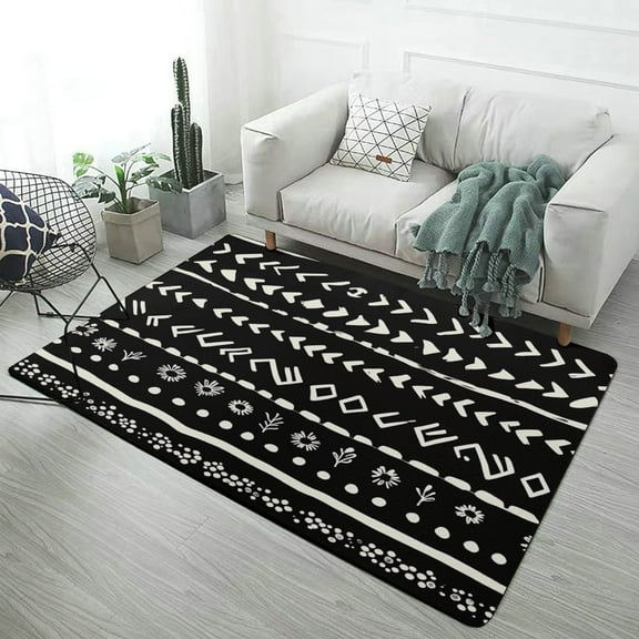 African Mud Cloth Black And White-2 Home Decor Living Room Carpet Non-slip Soft Comfy Floor Rug Kitchen Bedroom Entrance Doormat Mats